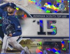 Taj Bradley [Atomic] #BTP-15 Baseball Cards 2023 Bowman Scouts Top 100 Prices