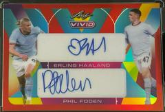 Erling Haaland , Phil Foden [Red] Soccer Cards 2022 Leaf Vivid Dual Autographs Prices