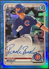 Bradlee Beesley [Blue Refractor] Baseball Cards 2020 Bowman Draft Picks Chrome Autographs Prices