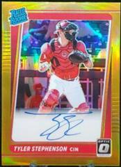 Tyler Stephenson [Gold] Baseball Cards 2021 Panini Donruss Optic Rated Rookie Signatures Prices
