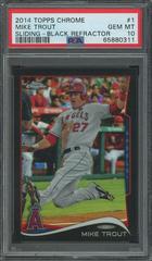 Mike Trout [Sliding Black Refractor] Baseball Cards 2014 Topps Chrome Prices