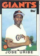 Jose Uribe Baseball Cards 1986 Topps Tiffany Prices