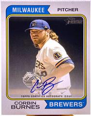 Corbin Burnes Baseball Cards 2023 Topps Heritage Real One Autographs Prices