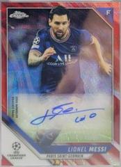 Lionel Messi [Red Wave Refractor] Soccer Cards 2021 Topps Chrome UEFA Champions League Autographs Prices