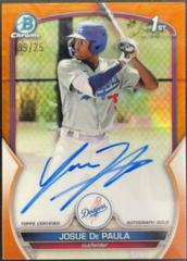 Josue De Paula [Orange] Baseball Cards 2023 Bowman Chrome Prospect Autographs Prices