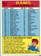Los Angeles Rams Football Cards 1974 Topps Team Checklists Prices