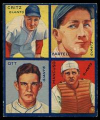Bartell, Critz, Mancuso, Ott #2A Baseball Cards 1935 Goudey 4 in 1 Prices