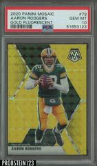 Aaron Rodgers [Gold Fluorescent] #79 Football Cards 2020 Panini Mosaic Prices