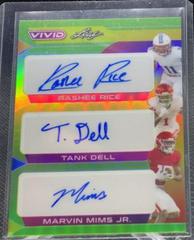 Rashee Rice, Tank Dell, Marvin Mims Jr. [Prismatic Green] #CT-18 Football Cards 2023 Leaf Vivid Autographs Colorful Trios Prices