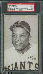 Willie Mays [Red Back] Baseball Cards 1962 Exhibits Statistic Back Prices