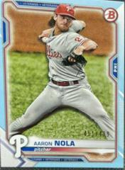 Aaron Nola [Sky Blue] #40 Baseball Cards 2021 Bowman Prices