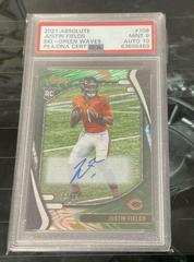 Justin Fields [Signature Green Waves] #108 Football Cards 2021 Panini Absolute Prices