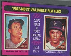1962 MVP's [M. Mantle, M. Wills] Baseball Cards 1975 Topps Mini Prices