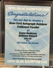 Gunnar Henderson [Rainbow] #SCBA-GH Baseball Cards 2023 Stadium Club Autographs Prices