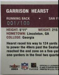 Garrison Hearst #133 Football Cards 2003 Fleer Platinum Prices