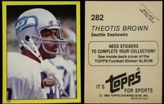 Theotis Brown #282 Football Cards 1982 Topps Stickers Prices