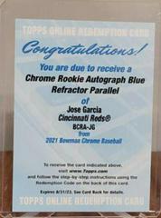 Jose Garcia [Blue Refractor] Baseball Cards 2021 Bowman Chrome Rookie Autographs Prices