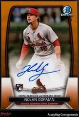 Nolan Gorman [Orange] #CRA-NG Baseball Cards 2023 Bowman Chrome Rookie Autographs Prices