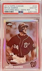 Bryce Harper [Watching Ball Sepia Refractor] #220 Baseball Cards 2013 Topps Chrome Prices