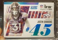 Justin Simmons Football Cards 2022 Panini Score Top 100 Prices