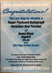 Shohei Ohtani [Red] Baseball Cards 2022 Topps Archives Postcards Autographs Prices