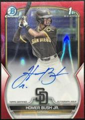 Homer Bush Jr. [Red] #CDA-HB Baseball Cards 2023 Bowman Draft Chrome Prospect Autographs Prices