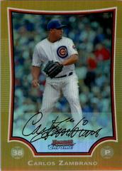Carlos Zambrano [Orange Refractor] #131 Baseball Cards 2009 Bowman Chrome Prices
