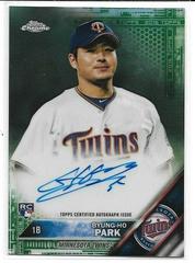Byung Ho Park [Green Refractor] #RA-BP Baseball Cards 2016 Topps Chrome Rookie Autographs Prices