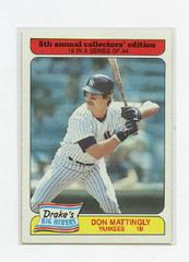 Don Mattingly #19 Baseball Cards 1985 Drake's Prices