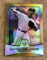 Justin Verlander [Gold Refractor] #51 Baseball Cards 2010 Bowman Platinum Prices