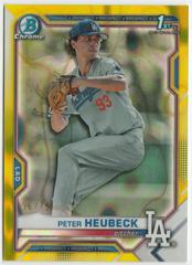 Peter Heubeck [Yellow Lava Refractor] #BDC-146 Baseball Cards 2021 Bowman Draft Chrome Prices