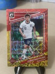 Christian Pulisic [Optic Red and Gold Velocity] #160 Soccer Cards 2021 Panini Donruss Road to Qatar Prices