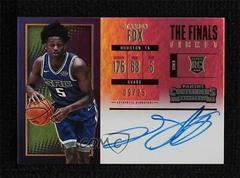 DE'Aaron Fox [Horizontal Autograph the Finals] Basketball Cards 2017 Panini Contenders Prices