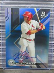 Nolan Gorman [Autograph Blue] Baseball Cards 2019 Bowman Platinum Top Prospects Prices