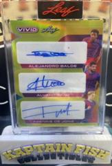 Alejandro Balde , alvaro Sanz , Frenkie de Jong Soccer Cards 2022 Leaf Vivid Triple Autographs Prices