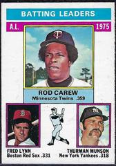 AL Batting Leaders [R. Carew, F. Lynn, T. Munson] Baseball Cards 1976 O Pee Chee Prices