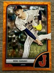 Roki Sasaki [SP Variation Orange Cracked Ice] #21 Baseball Cards 2023 Topps World Classic Prices