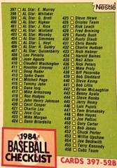 Checklist 397-528 #527 Baseball Cards 1984 Topps Nestle Prices