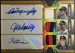 John Smoltz, Dale Murphy, Tom Glavine [Gold] #ARC-MSG Baseball Cards 2022 Topps Triple Threads Autograph Relic Combo Prices