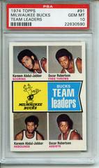 Milwaukee Bucks Team Leaders Basketball Cards 1974 Topps Prices