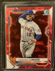 Francisco Lindor [Red] #81 Baseball Cards 2021 Bowman Chrome Sapphire Prices