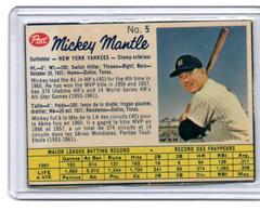 Mickey Mantle [Hand Cut 153 Hits] #5 Baseball Cards 1962 Post Canadian Prices