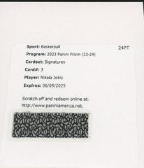 Nikola Jokic #3 Basketball Cards 2023 Panini Prizm Signature Prices