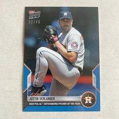 Justin Verlander [Blue] #PCA-7 Baseball Cards 2022 Topps Now Players Choice Awards Prices