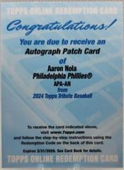 Aaron Nola Baseball Cards 2024 Topps Tribute Patch Autograph Prices