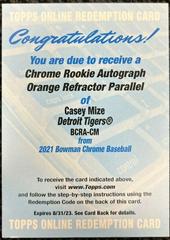 Casey Mize [Orange Refractor] Baseball Cards 2021 Bowman Chrome Rookie Autographs Prices