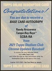Randy Arozarena Baseball Cards 2021 Stadium Club Chrome Autographs Prices