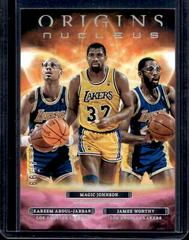 Kareem Abdul Jabbar, Magic Johnson, James Worthy [Pink] #19 Basketball Cards 2022 Panini Origins Nucleus Prices