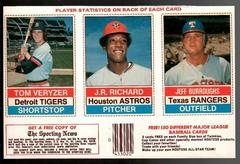 J. R. Richard, Jeff Burroughs, Tom Veryzer [Hand Cut Panel] Baseball Cards 1976 Hostess Prices