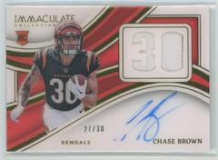 Chase Brown #5 Football Cards 2023 Panini Immaculate Numbers Rookie Patch Autograph Prices